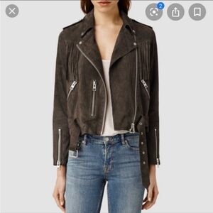 ALL SAINTS Tassel Biker Jacket Leather Fringe Moto